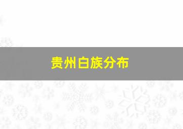 贵州白族分布