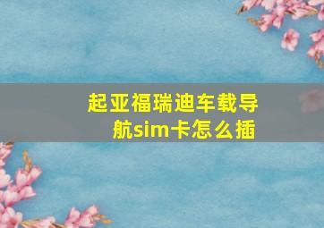 起亚福瑞迪车载导航sim卡怎么插