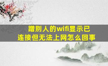 蹭别人的wifi显示已连接但无法上网怎么回事