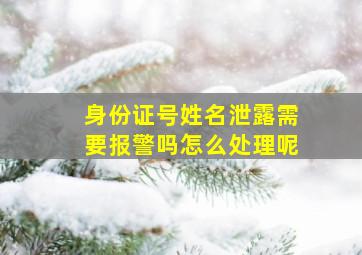 身份证号姓名泄露需要报警吗怎么处理呢