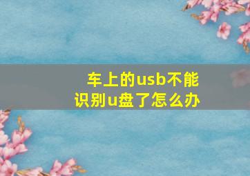 车上的usb不能识别u盘了怎么办