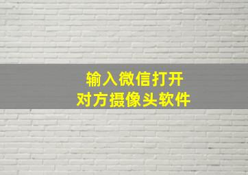 输入微信打开对方摄像头软件