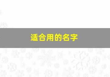 适合用的名字