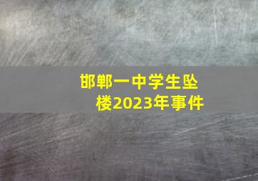 邯郸一中学生坠楼2023年事件