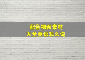 配音视频素材大全英语怎么说