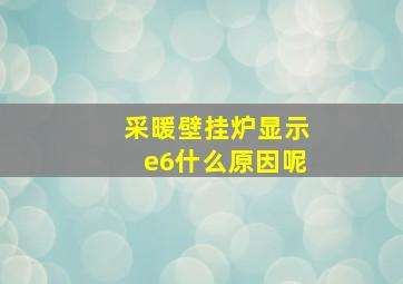 采暖壁挂炉显示e6什么原因呢