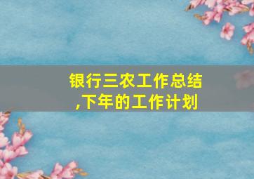 银行三农工作总结,下年的工作计划