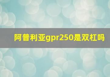 阿普利亚gpr250是双杠吗