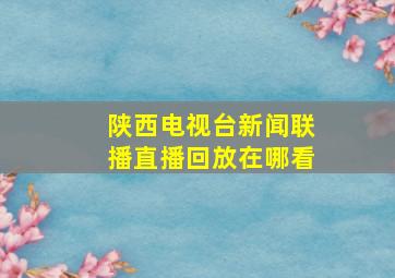 陕西电视台新闻联播直播回放在哪看