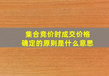 集合竞价时成交价格确定的原则是什么意思