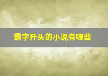 霸字开头的小说有哪些