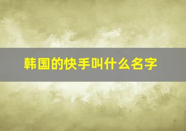 韩国的快手叫什么名字