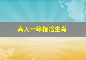 高人一等指啥生肖