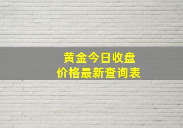 黄金今日收盘价格最新查询表