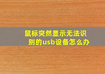 鼠标突然显示无法识别的usb设备怎么办